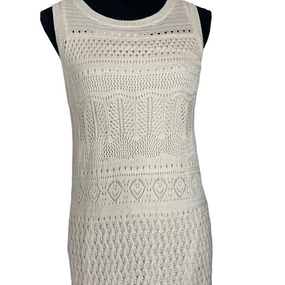 NWOT TAHARI CREAM CROCHET MIDI DRESS PERFECT FOR SUMMER/BEACH/POOL SIZE LARGE - Picture 7 of 10